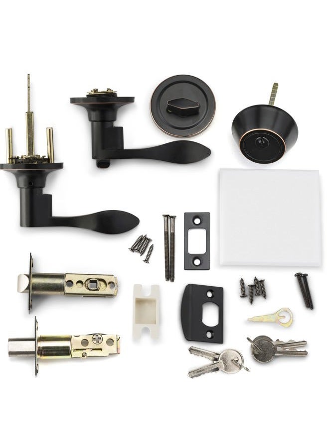 Berlin Modisch Entrance Lever Door Handle (for Office and Front Door) Reversible for Right and Left Side and a Single Cylinder deadbolt Set Keyed Alike Combo Pack - Image 4