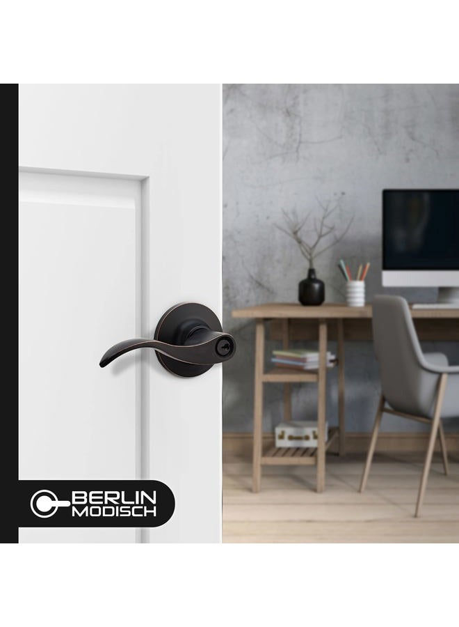 Berlin Modisch Entrance Lever Door Handle (for Office and Front Door) Reversible for Right and Left Side and a Single Cylinder deadbolt Set Keyed Alike Combo Pack - Image 3