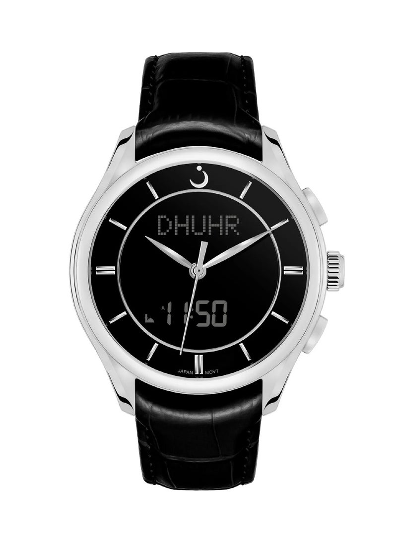 Al Fajr Men’s Premier 360 Analog + Digital Black Leather WW-22LS - Image 2