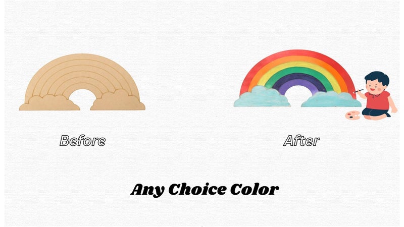 INON IMPORT EXPORT IIE IIE قوس قزح MDF خشبي مسبق العلامة ومقطوع للأطفال عمل فني وإبداعي DIY | 6 × 13 بوصة | عبوة من 1 - Image 3