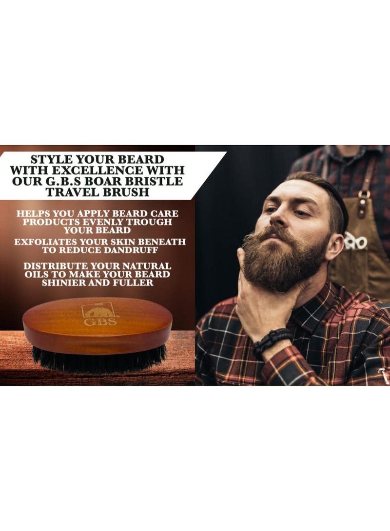 G.B.S Men's 100% Boar Bristle Wooden Handle Beard Brush - Image 5