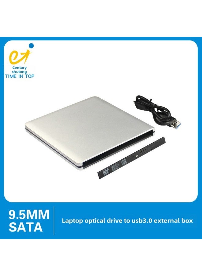 9.5mmsata Drive To USB3.0 Drive Box NOTEBOOK DVD Blu-ray Burner External Shell-Color:Silver  - Image 1