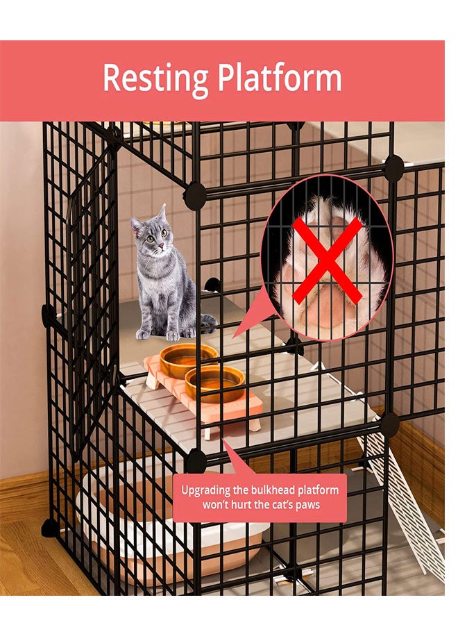 3-Tier Cat Cage Indoor DIY Cat Playpen Detachable Metal Wire Kennels 2Lx2Wx3H Crate Large Exercise Place Ideal for 1-2 Cats, Black - Image 5