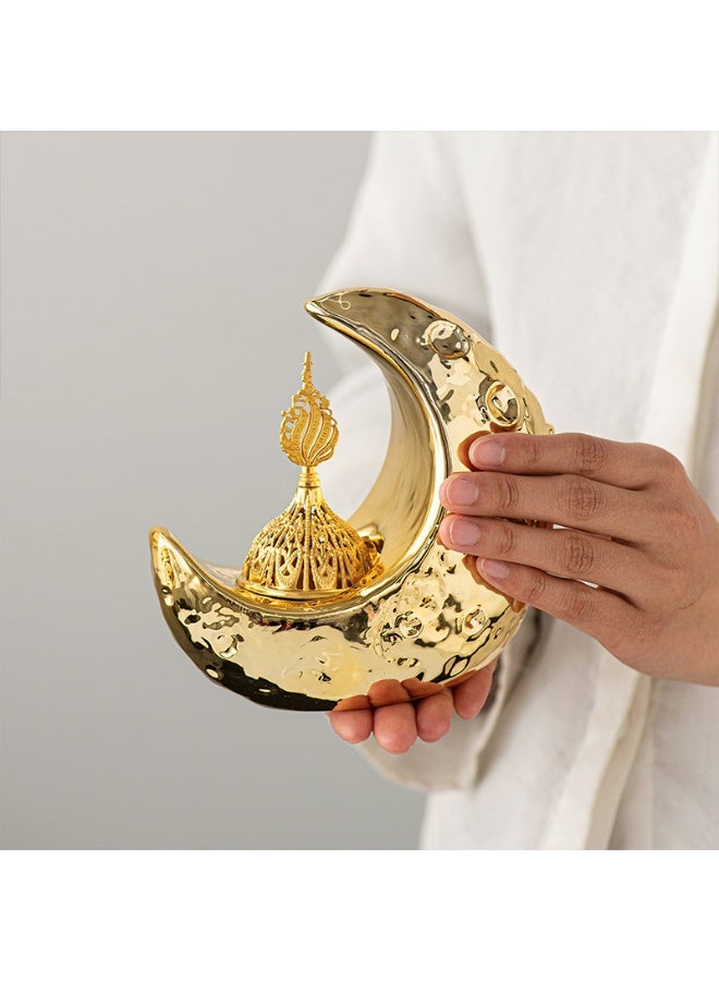 Bright ceramic handheld incense burner, European luxury style, tabletop decoration, Middle Eastern and Arab aroma diffuser