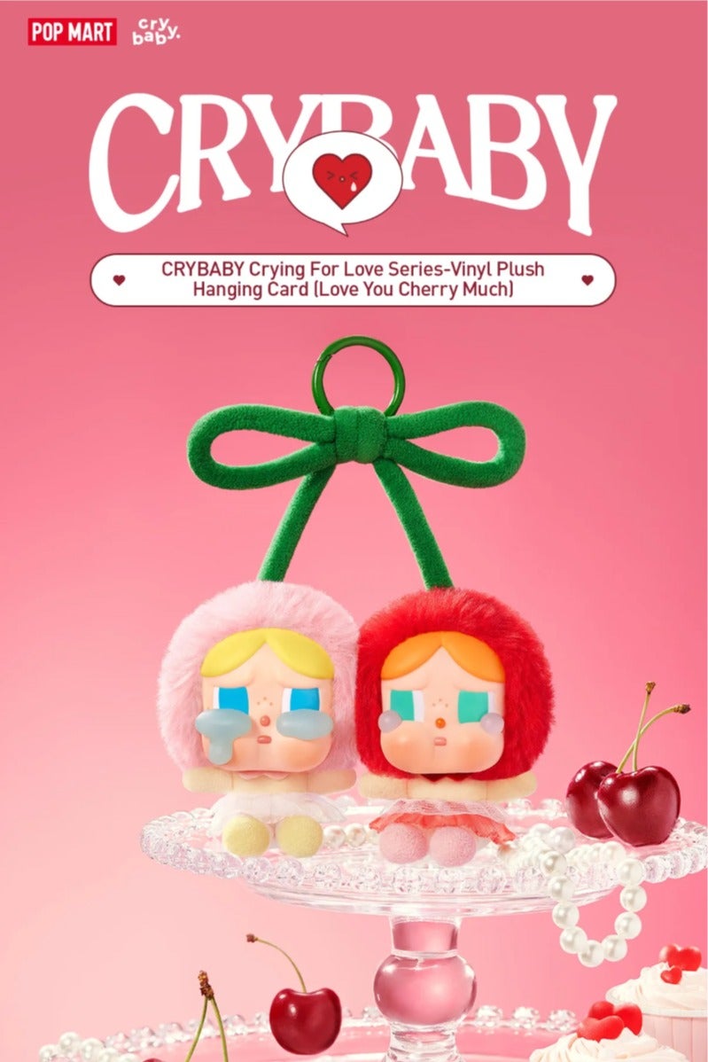 POP MART CRYBABY Crying For Love Series-Vinyl Plush Hanging Card (Love You Cherry Much) - Image 1