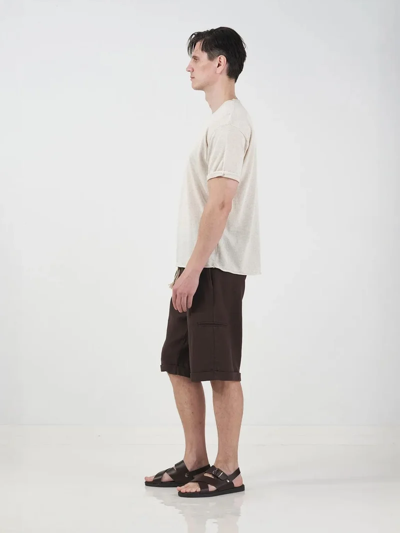 جيستو GIESTO Mid Waist Relaxed Fit Wide Leg Shorts with Pockets