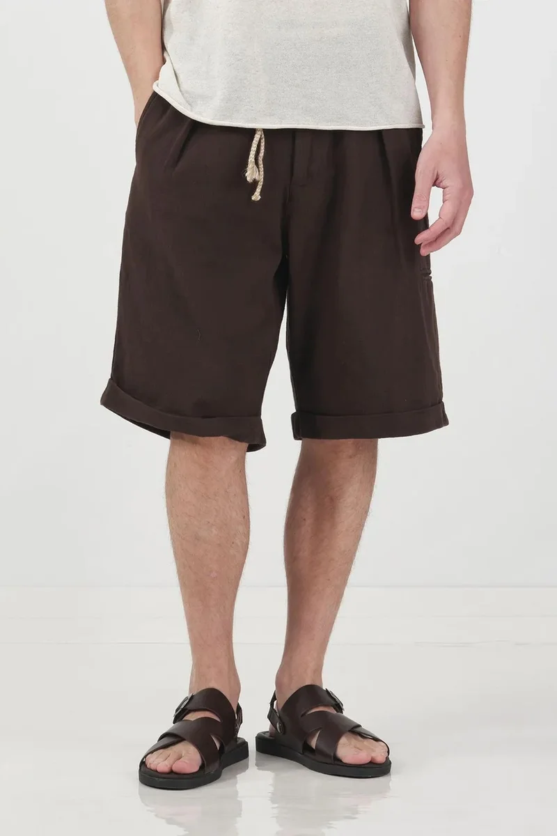 GIESTO Mid Waist Relaxed Fit Wide Leg Shorts with Pockets