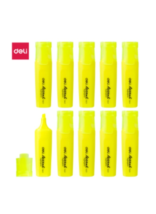 Deli ES621 Yellow  Highlighter â€“ Chisel Tip (1-5mm) | Bright Fluorescent Ink | Quick-Dry, Fade-Resistant & Non-Toxic-10 Pieces