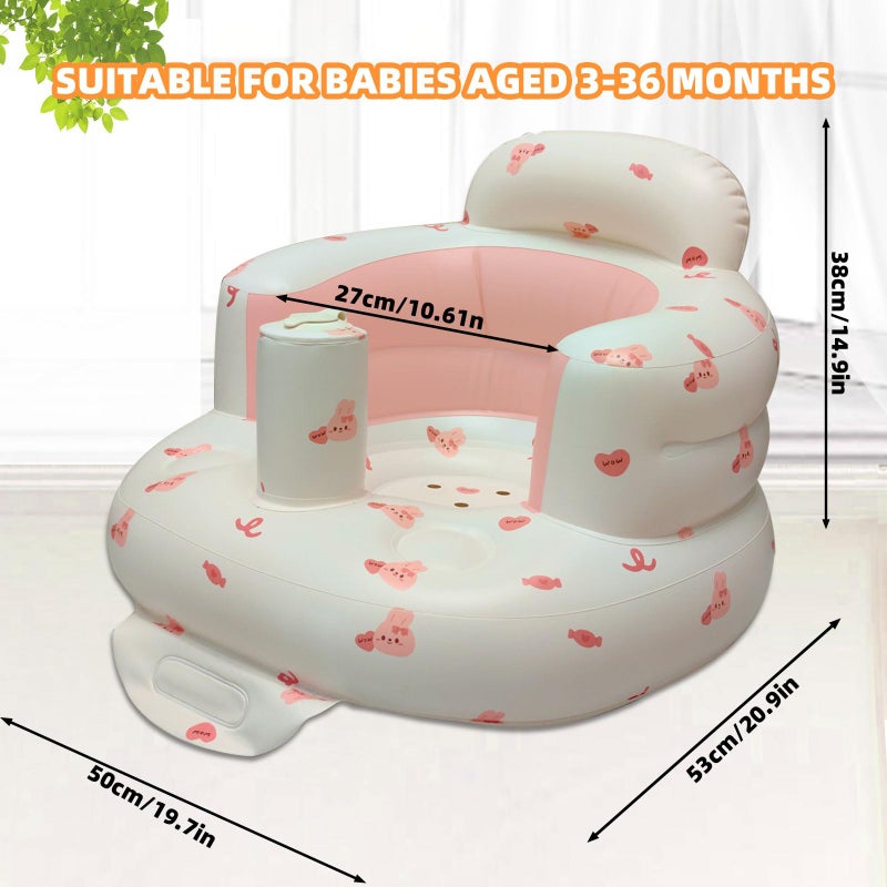 AGITVPS Upgrade Inflatable Baby Seat with Tray for Babies 3-36 Months, Built in Air Pump Bumbo Seat with Tray, Baby Chair Sit Me up Floor Seat for Baby, Learning to Sit&Feeding (Pillar-Love Bunny) - Image 4