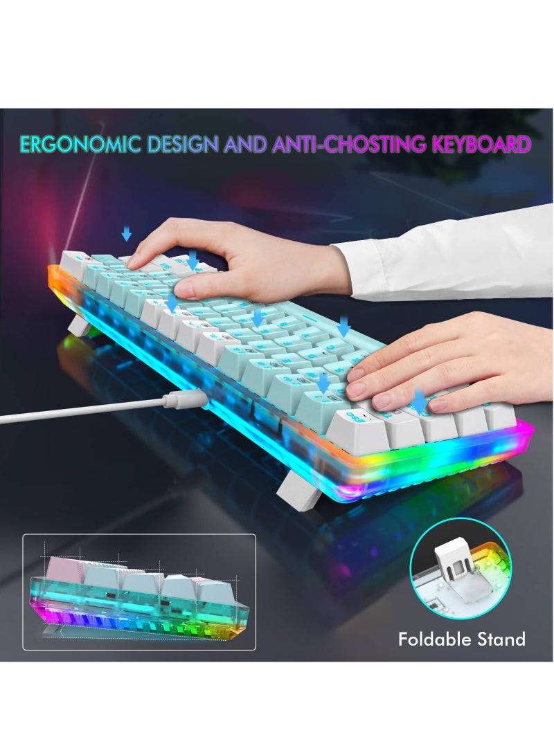 E-YOOSO Mechanical Gaming Keyboard, 61 Keys Ultral Compact Wired Keyboard, Red Switches, RGB Backlit, Hot-Swappable Socket, White - Image 4