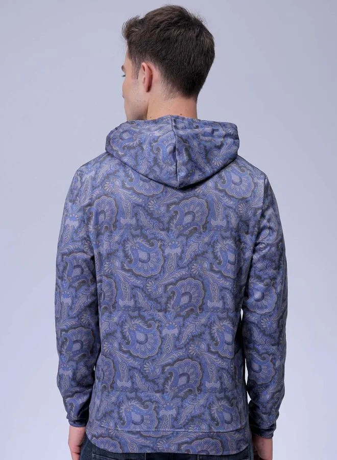 شركة المرآب الهندية Men Regular Fit Paisley Hooded Overhead Hooded Sweatshirt