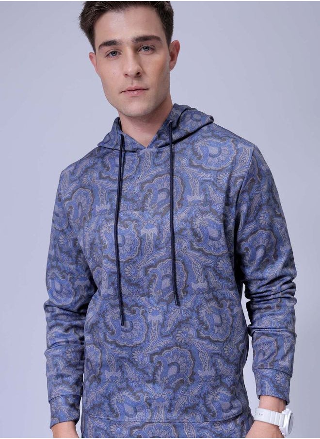 The Indian Garage Co Men Regular Fit Paisley Hooded Overhead Hooded Sweatshirt  - Image 1