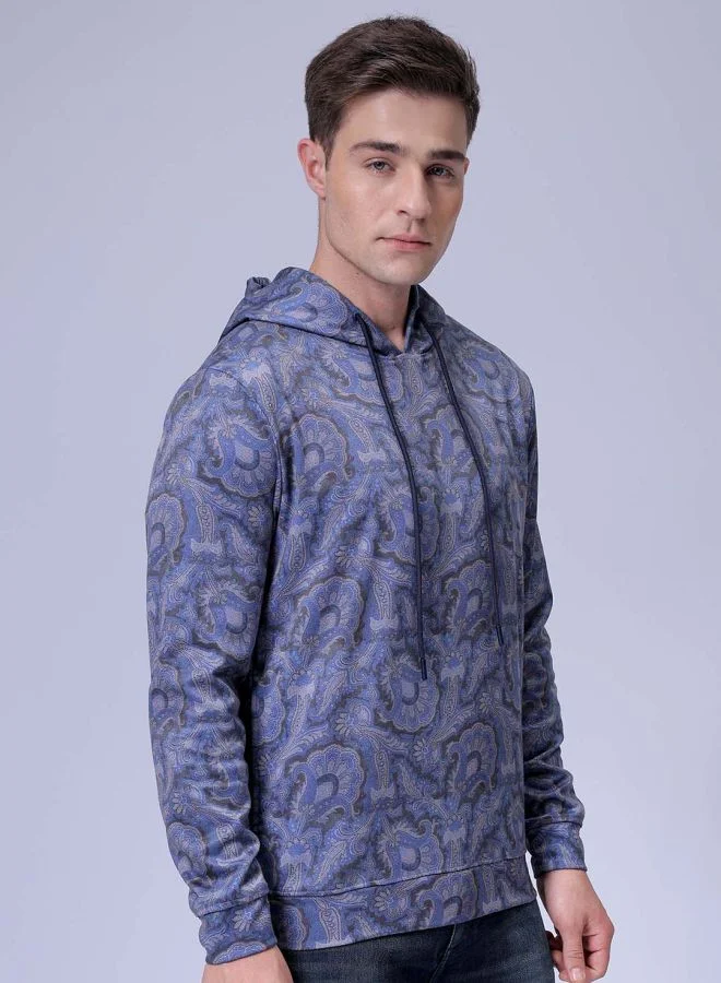 شركة المرآب الهندية Men Regular Fit Paisley Hooded Overhead Hooded Sweatshirt