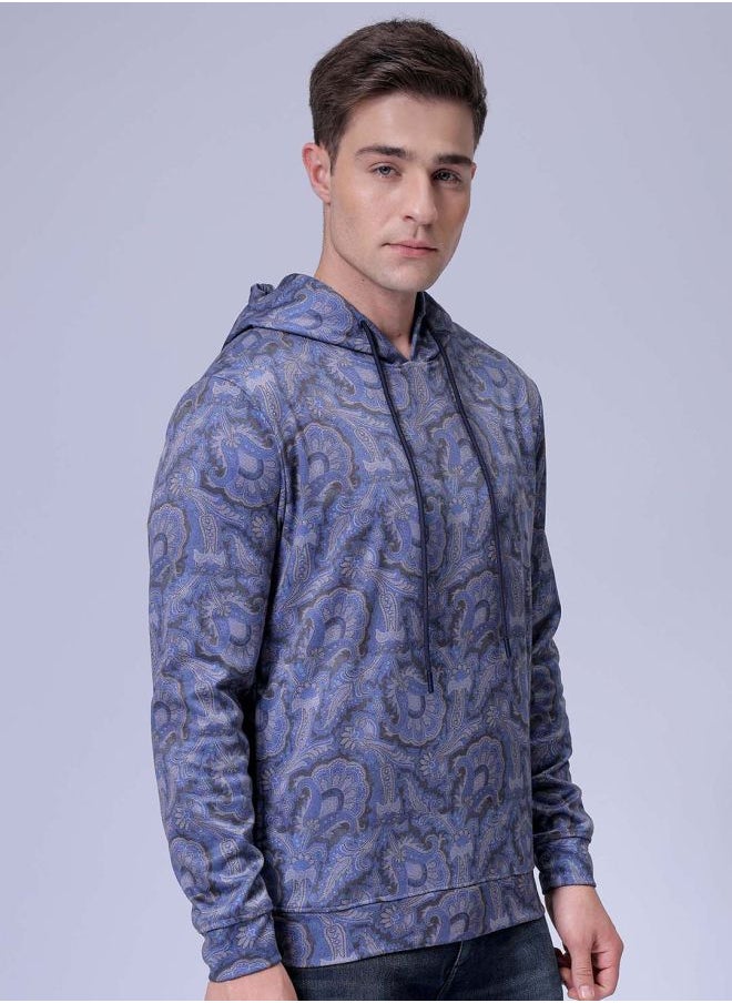 The Indian Garage Co Men Regular Fit Paisley Hooded Overhead Hooded Sweatshirt  - Image 4