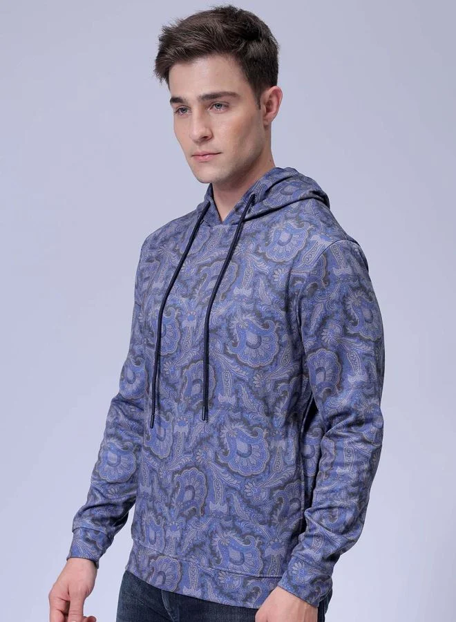 شركة المرآب الهندية Men Regular Fit Paisley Hooded Overhead Hooded Sweatshirt
