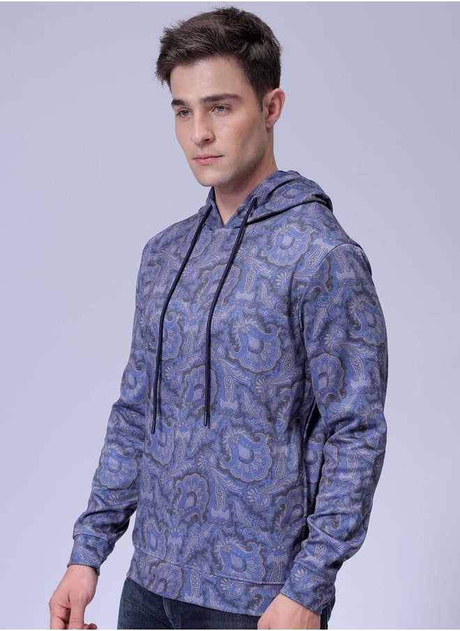 The Indian Garage Co Men Regular Fit Paisley Hooded Overhead Hooded Sweatshirt  - Image 3