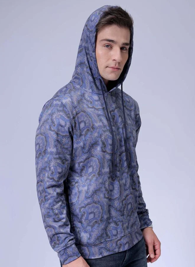 شركة المرآب الهندية Men Regular Fit Paisley Hooded Overhead Hooded Sweatshirt
