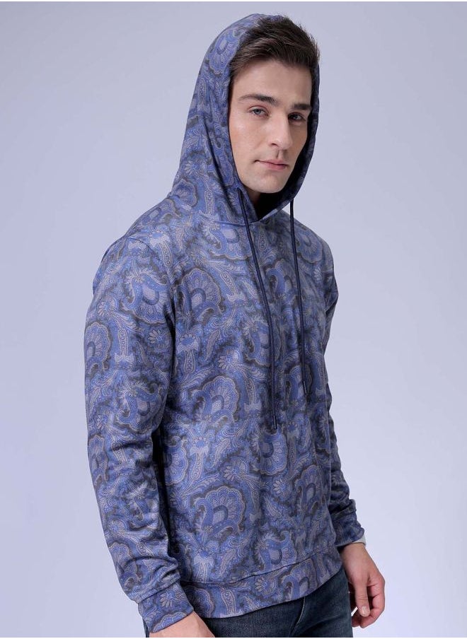 The Indian Garage Co Men Regular Fit Paisley Hooded Overhead Hooded Sweatshirt  - Image 5