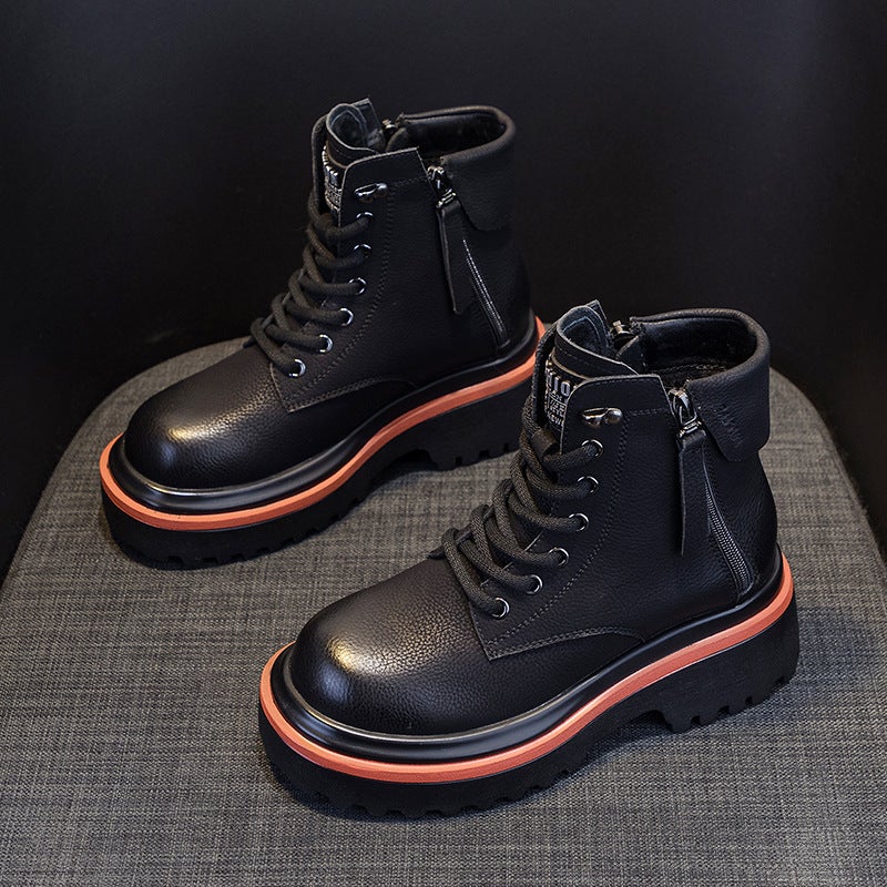 2026 New Style Martin Boots for Women, Retro Motorcycle Boots, and Leather Short Work Boots, British Style Versatile Women''s Boots - Image 5