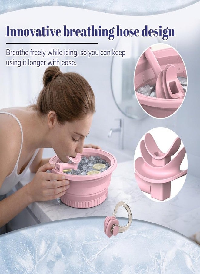 COMFYTOUCH Face Ice Bath Bowl with Breathing Tube - Silicone Ice Bowl for Face Cold Plunge Tub, Portable Face Tub for Ice Bath, Skin Tightening and Depuffing Skincare Tool (Pink) - Image 5