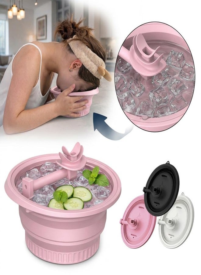 COMFYTOUCH Face Ice Bath Bowl with Breathing Tube - Silicone Ice Bowl for Face Cold Plunge Tub, Portable Face Tub for Ice Bath, Skin Tightening and Depuffing Skincare Tool (Pink) - Image 2