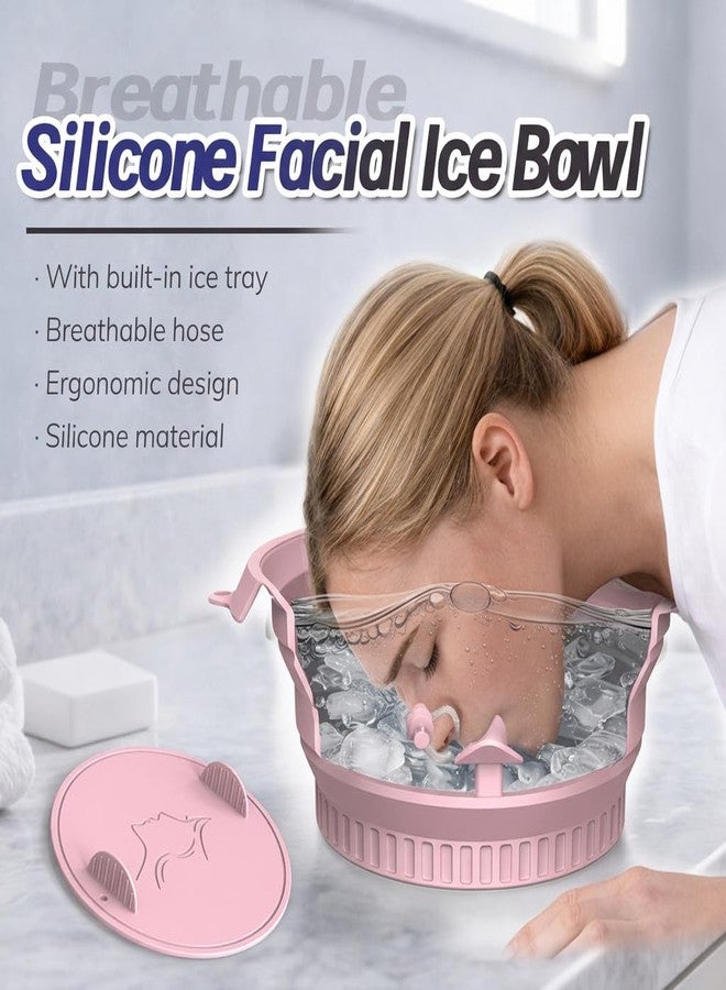 COMFYTOUCH Face Ice Bath Bowl with Breathing Tube - Silicone Ice Bowl for Face Cold Plunge Tub, Portable Face Tub for Ice Bath, Skin Tightening and Depuffing Skincare Tool (Pink) - Image 4