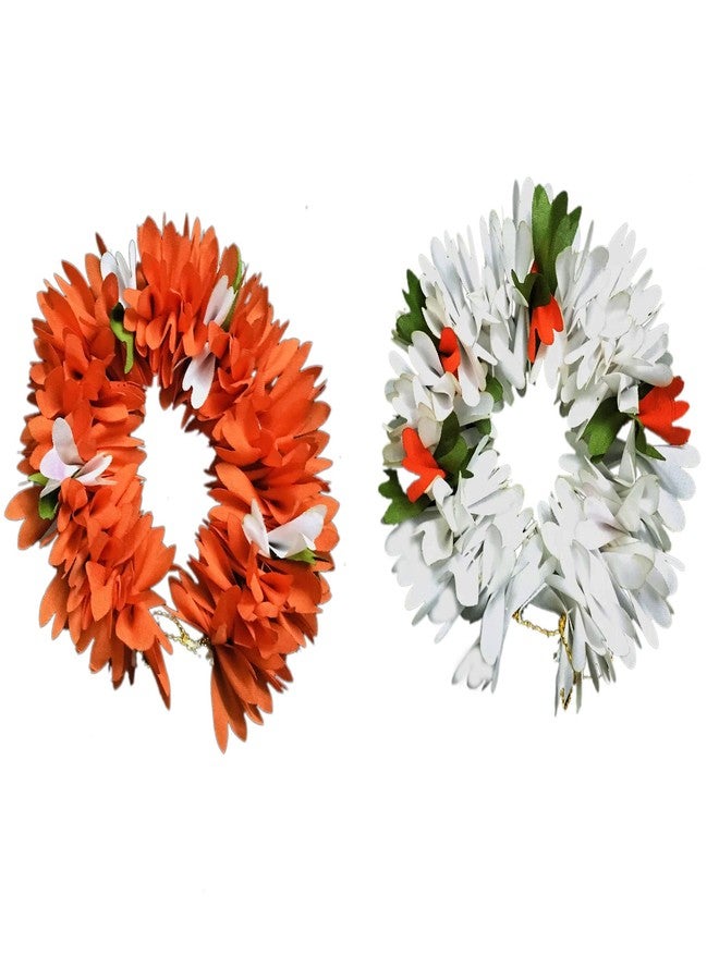 Arooman™Orchid juda Gajra,Hair Accessories For Women/Girls Pack Of 02, Orange & White - Image 1