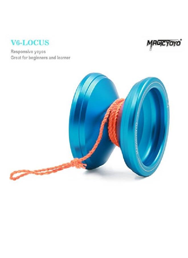 MAGICYOYO - Responsive Yoyo V6 For Kids Beginners Alloy Metal Yoyos , Yoyo Ball Glove 5 Strings Set Deep Blue - Image 1