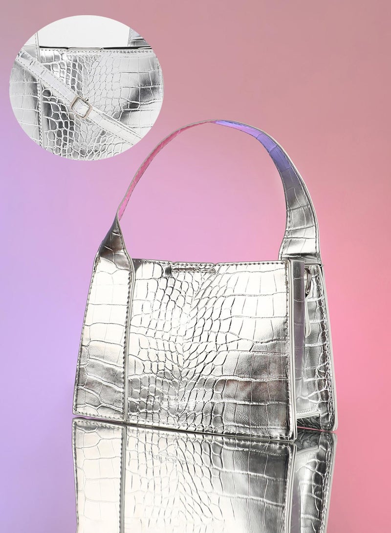 Haute Sauce Solid Magnet Lock Regular Vegan Leather Hand Bag For Women  - Image 3