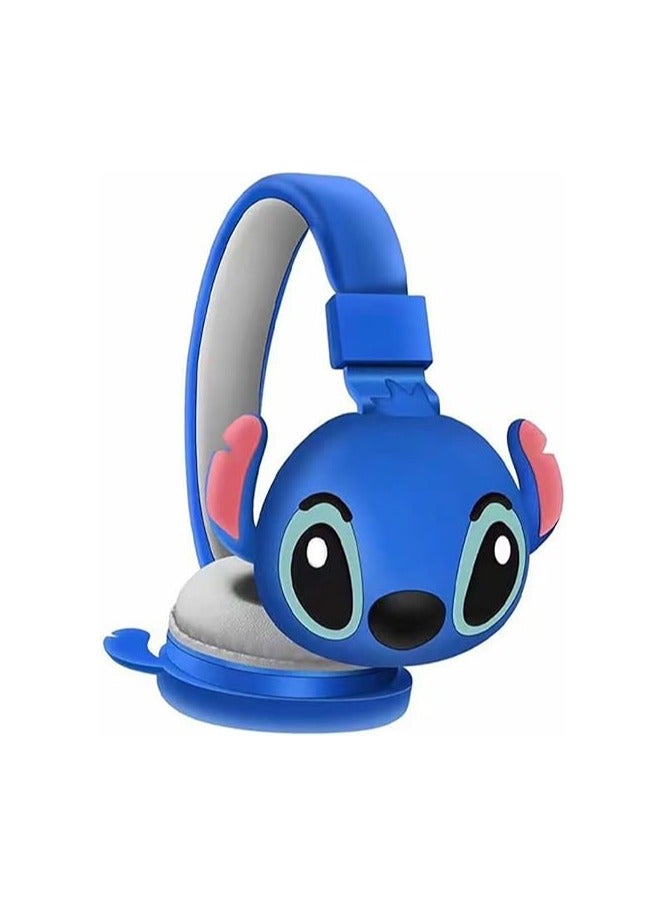Blue Stitch pattern Bluetooth wireless headphones for children, foldable headphones for children with noise reduction, suitable for children's stereo headphones for TF cards, mobile phones and tablets - Image 1