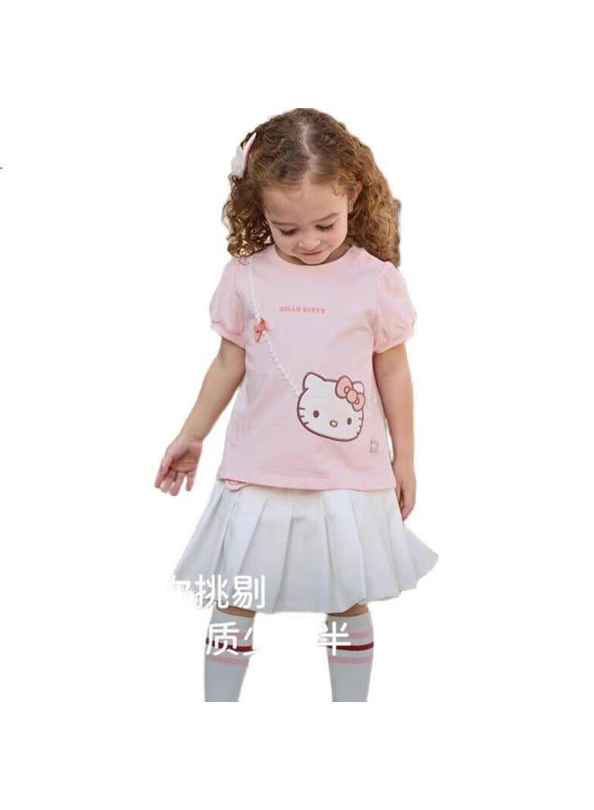 Dave & Bella X Sanrio Kuromi Collaboration Girls' Short Sleeve T-Shirt Summer Children'S Clothing Top - Image 1