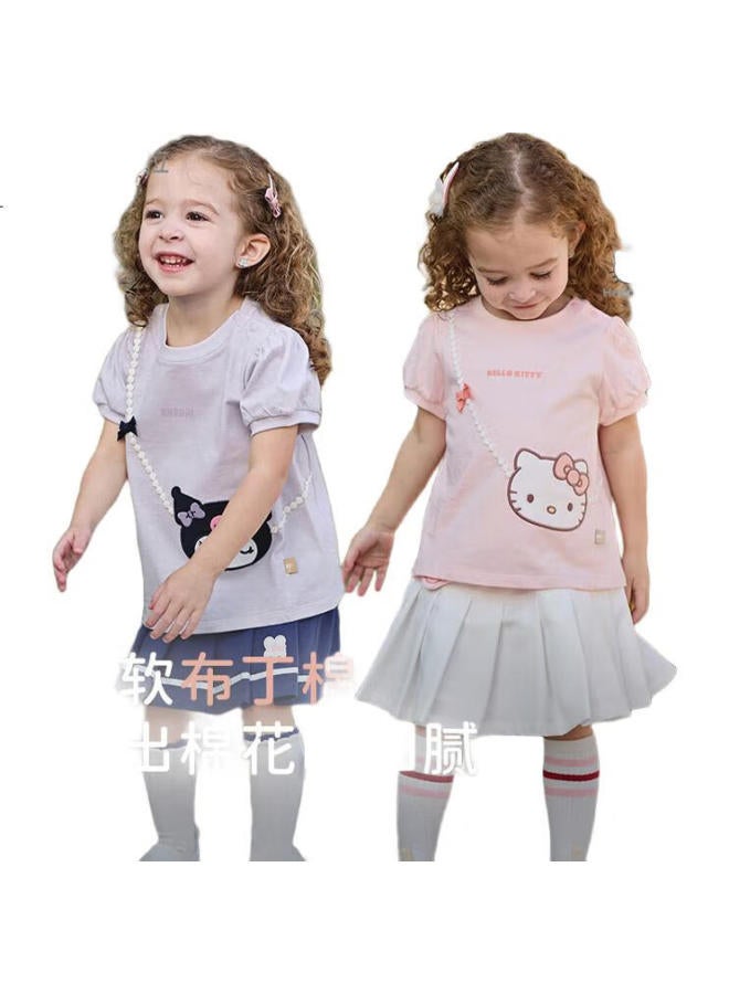 Dave & Bella X Sanrio Kuromi Collaboration Girls' Short Sleeve T-Shirt Summer Children'S Clothing Top - Image 3