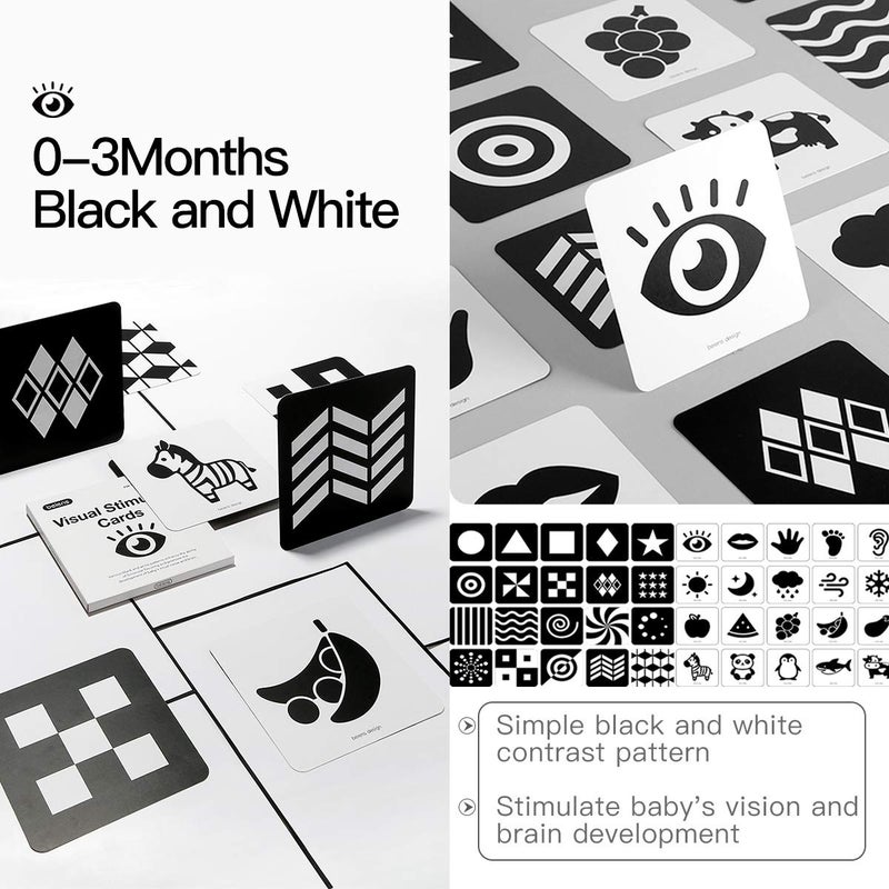 beiens High Contrast Baby Flashcard, 80 Pcs 160 Page Black White Colorful Visual Stimulation Learning Activity Card for Babies Ages 0-3-6-12-36 Months, 5.5'' x 5.5'' Newborn Infants Toys Gift - Image 3