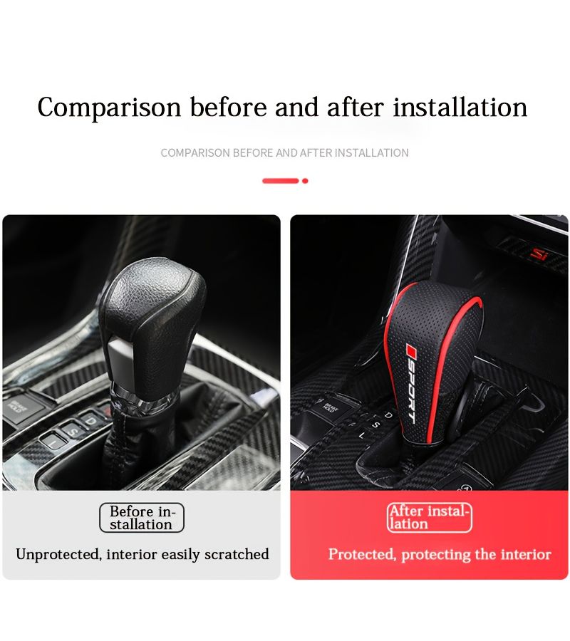 Faux Leather Car Gear Shift Cover Black Automatic Dustproof Knob Sleeve - Image 4