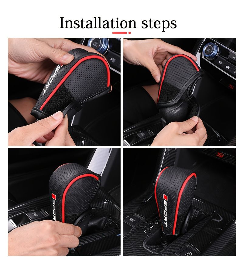 Faux Leather Car Gear Shift Cover Black Automatic Dustproof Knob Sleeve - Image 3