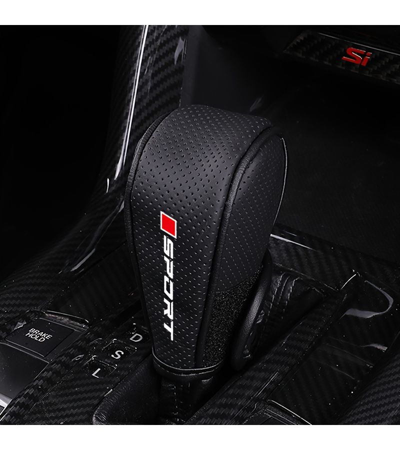 Faux Leather Car Gear Shift Cover Black Automatic Dustproof Knob Sleeve - Image 5