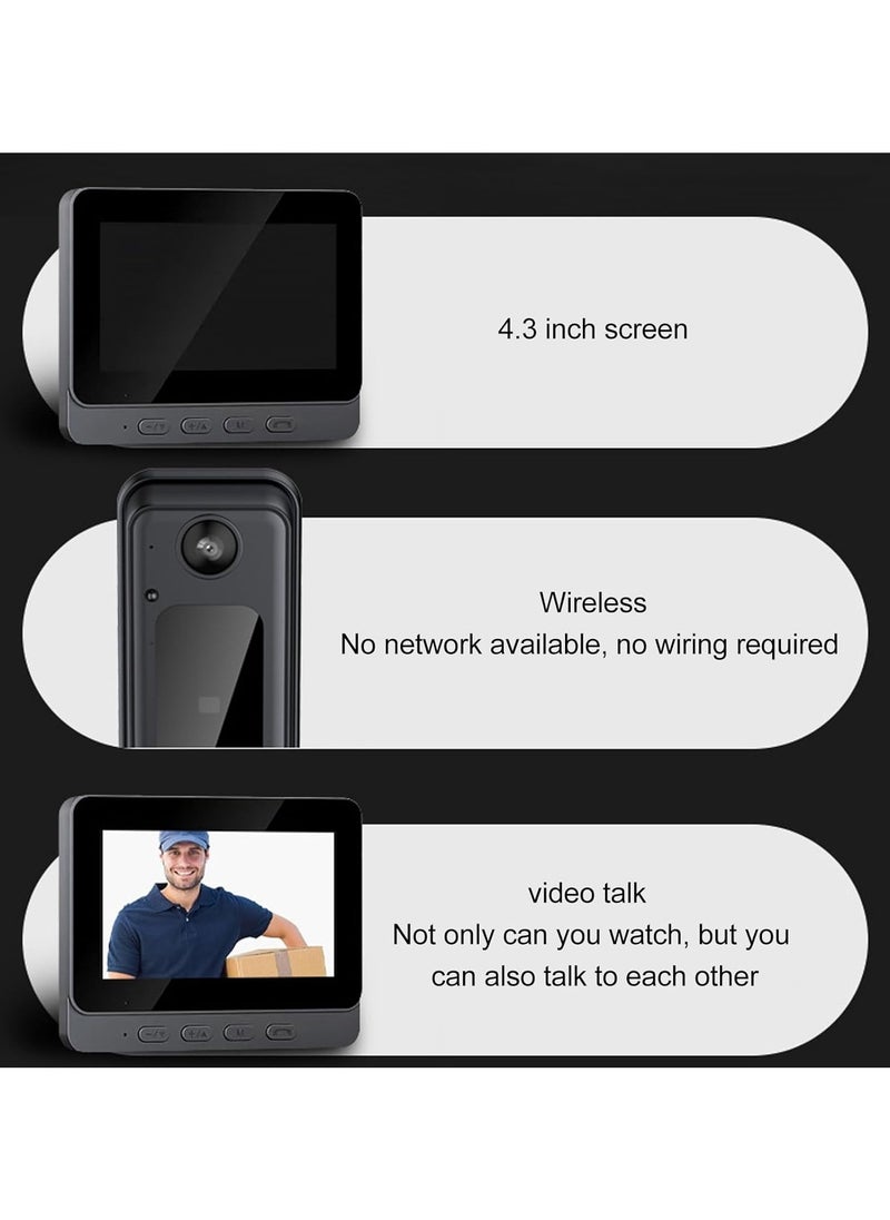 Alruht - Video Doorbell Camera with Monitor Screen, Smart Doorbell Kit for Home, 1080P HD Night Vision Wireless WiFi Doorbell Intercom System with 170 Wide Angle Lens, 2 Way Talk - Image 1