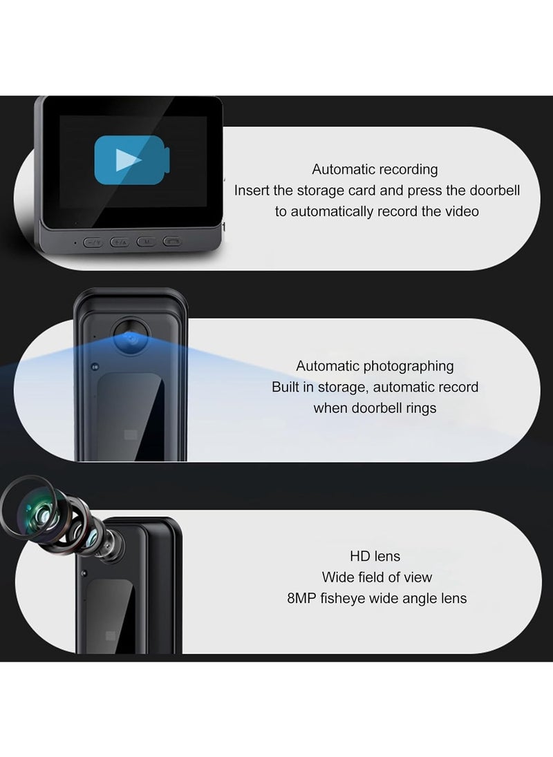 Alruht - Video Doorbell Camera with Monitor Screen, Smart Doorbell Kit for Home, 1080P HD Night Vision Wireless WiFi Doorbell Intercom System with 170 Wide Angle Lens, 2 Way Talk - Image 1