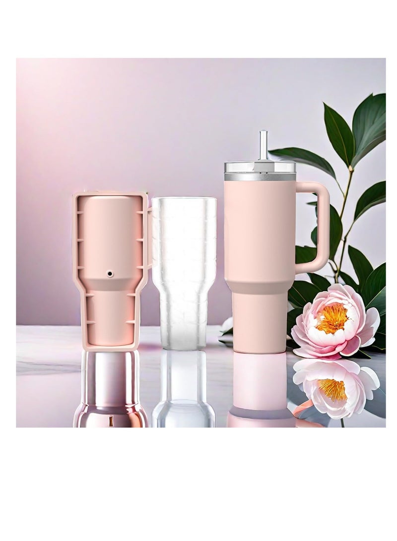 Excefore صينية مكعبات الثلج متوافقة مع كوب ستانلي 40 أوقية، قالب ثلج سيليكون مع غطاء، مصممة خصيصًا لكوب ستانلي 40 أوقية، قالب مكعبات ثلج للفريزر، قهوة، عصير، خالية من BPA، آمنة للغسل في غسالة الصحون، وردي - Image 4