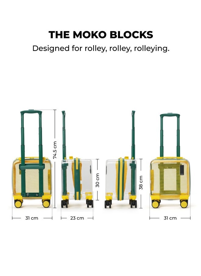 Mokobara - MOKOBARA The Moko Blocks Unbreakable Polycarbonate Extra Light Weight Kids Luggage | Hard Trolley Suitcase for Kids (38 cms (3-8 Years), Invisible Man) - Image 1