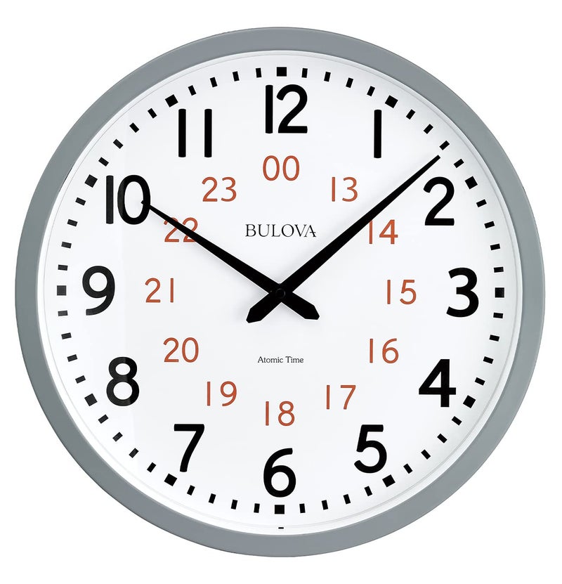 Bulova Bulova Atomic Analog Wall Clock Model C5003 Atomic Time 1 Sets Automatically Quartz Battery Gray 