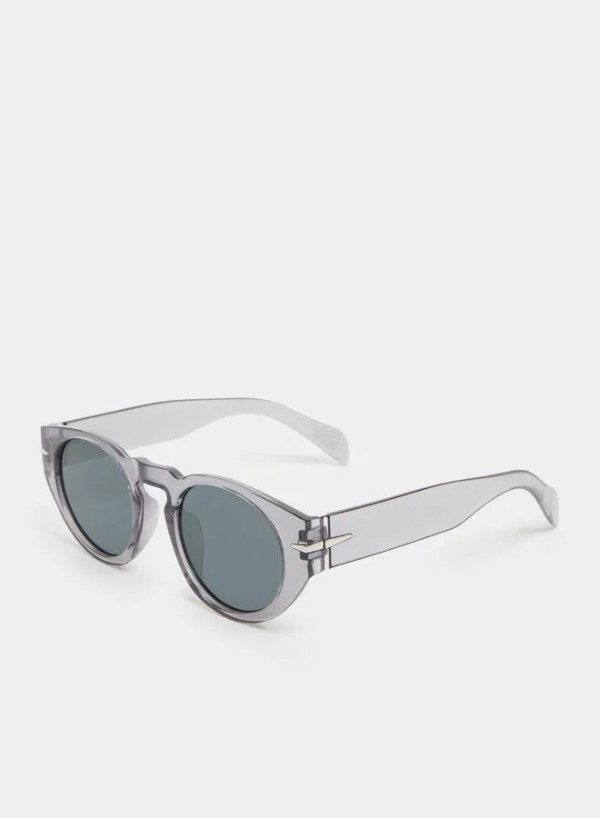 Styli Solid Round Sunglasses