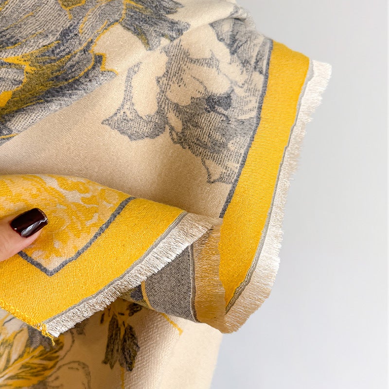 2025 Autumn and Winter New Cashmere Scarf Fashion Floral Jacquard Scarf Women''s Elegant Warm Shawl - Image 4