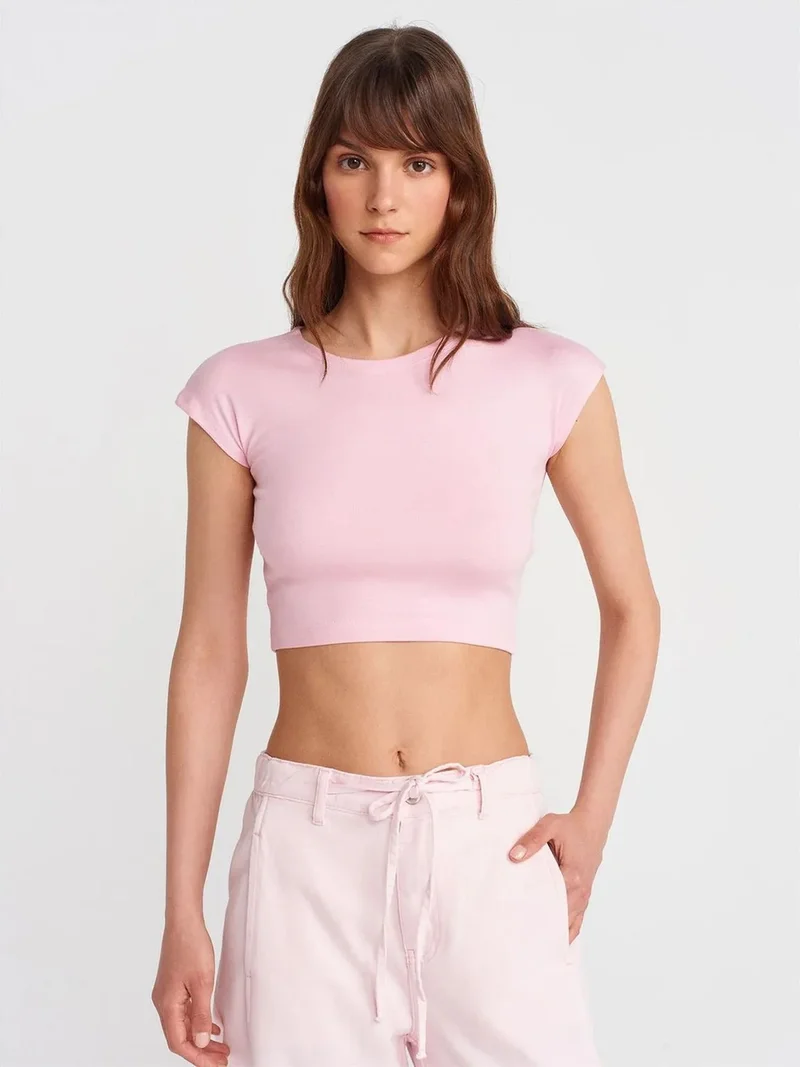 ديلفين Dilvin Slim Fit Crop Jersey Blouse