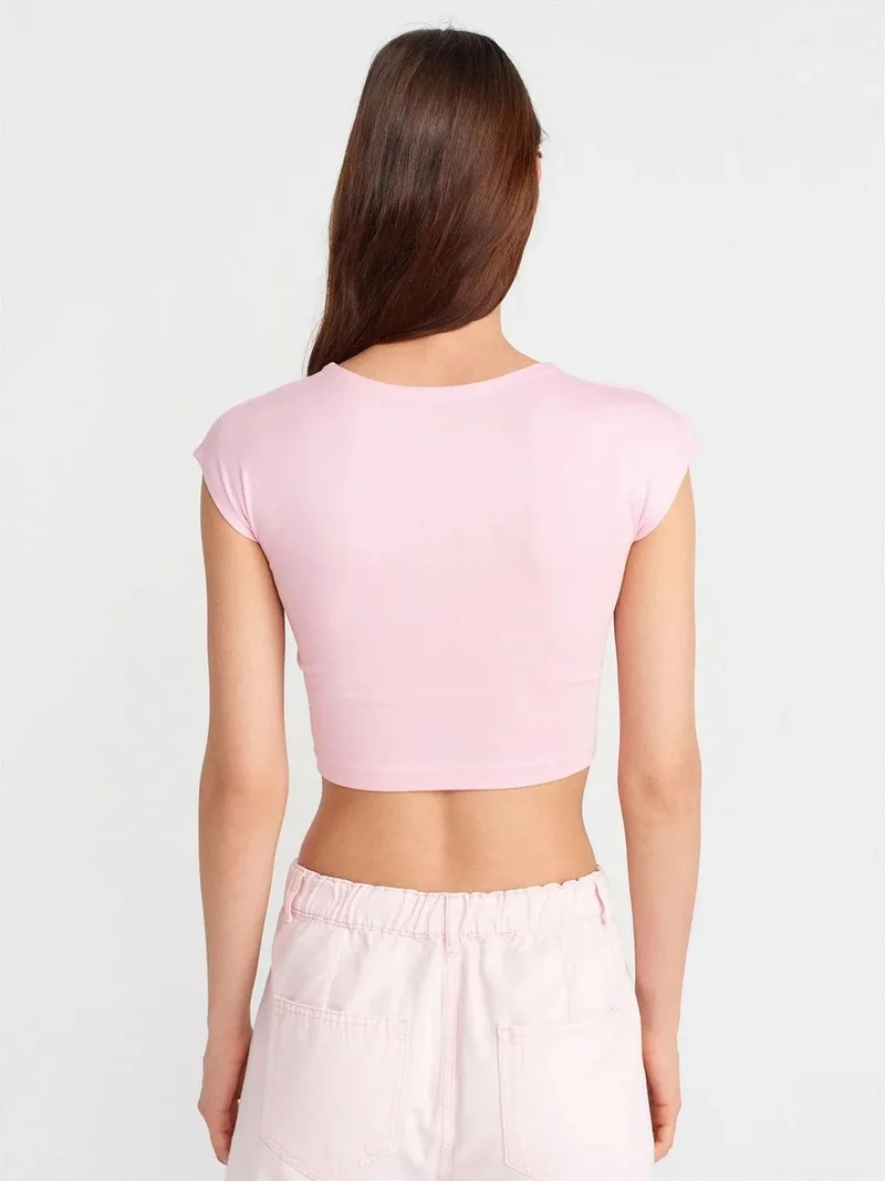 ديلفين Dilvin Slim Fit Crop Jersey Blouse