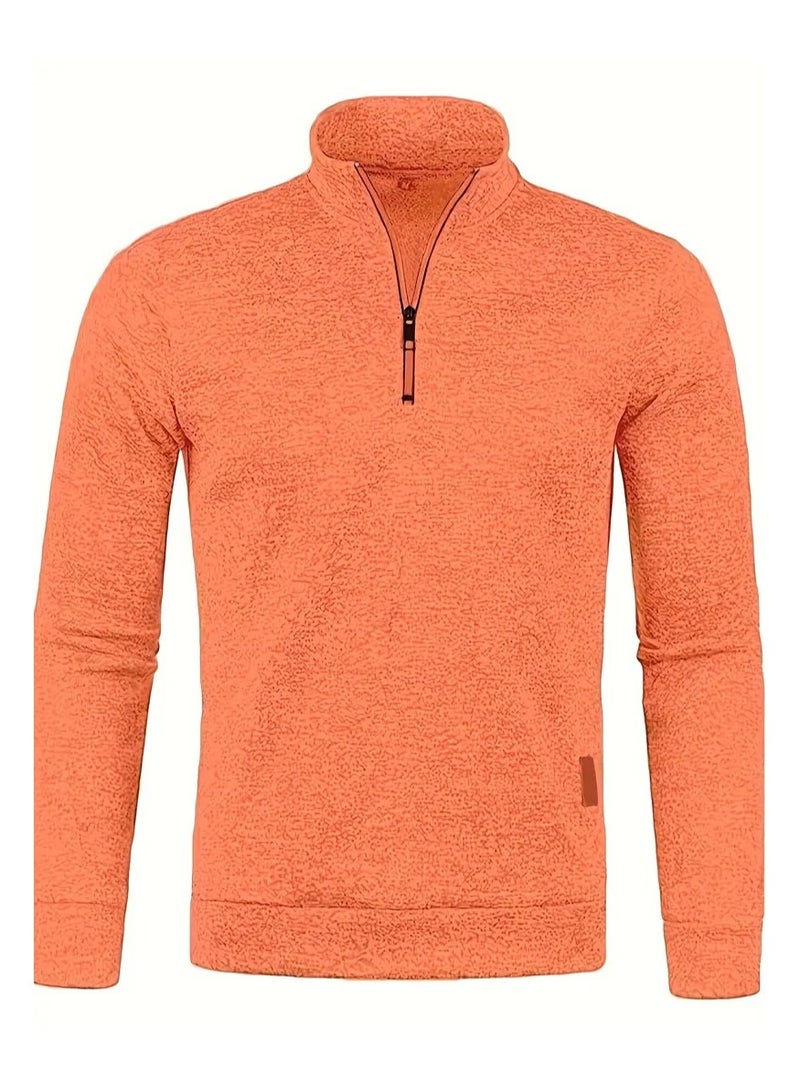 NIBEMINENT Autumn And Winter Men's Neckline Zipper Sweater Sleeve Light Fleece Stylish Top Sweater Coat - Image 1