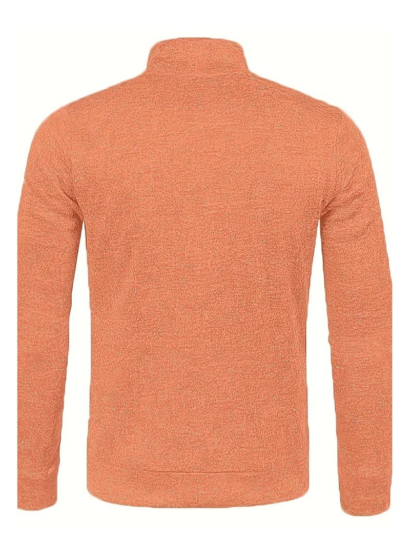 NIBEMINENT Autumn And Winter Men's Neckline Zipper Sweater Sleeve Light Fleece Stylish Top Sweater Coat - Image 3