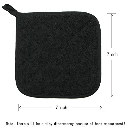 GQZLUCK Cotton Pot Holders Cotton Made Machine Washable Heat Resistant Everyday Kitchen Basic Terry Pot Holder, Hot Pads, Trivet for Cooking and Baking Set of 4 (Black) - Image 5