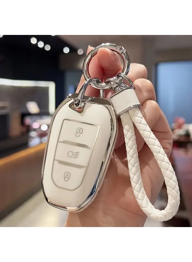 Pink TPU Remote Key Cover Protector Keychain Compatible with Citroen Peugeot Models - Image 2