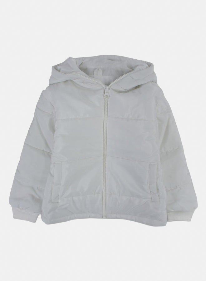 اوركيدز جاكيت مقاوم للماء للاطفال مع قبعة – أبيض - Image 1